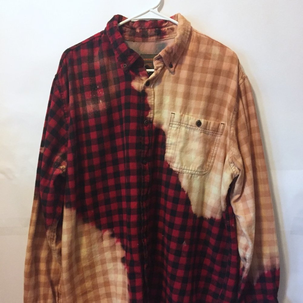 [SOLD] XL Red Plaid Bleached Shirt